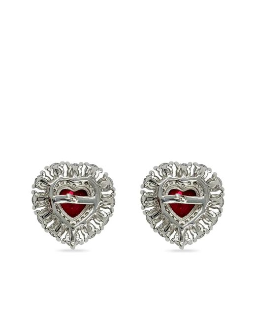 Juwelina Paris White Ember Ruby Stud Earrings