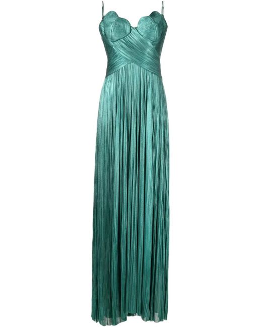 Maria Lucia Hohan Green Rovena Pleated Maxi Dress
