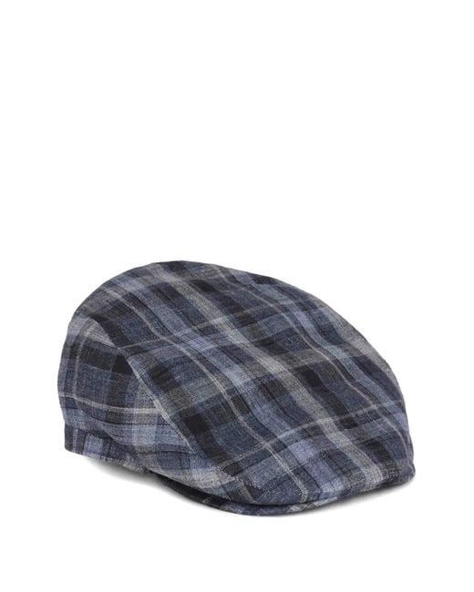 Lock & Co Blue Grosvenor Check Flat Cap for men
