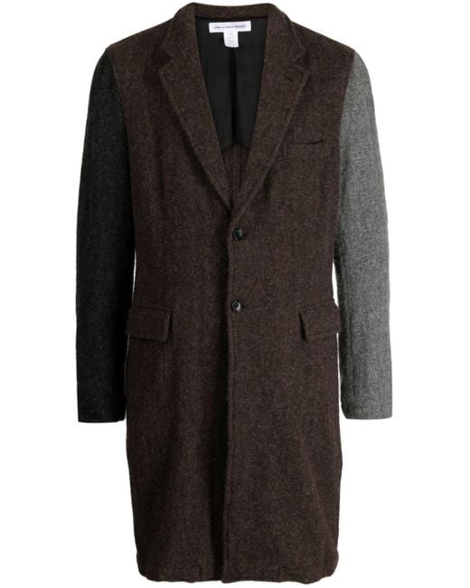 Comme des Garçons Black Colour-block Single-breasted Coat for men