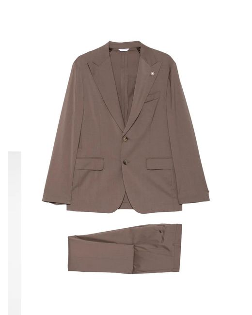 Manuel Ritz Brown Single-Breasted Two-Piece Suit for men