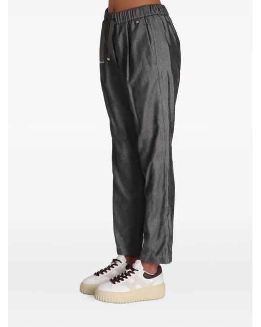 Herno Gray Drawstring Ribbed Trousers