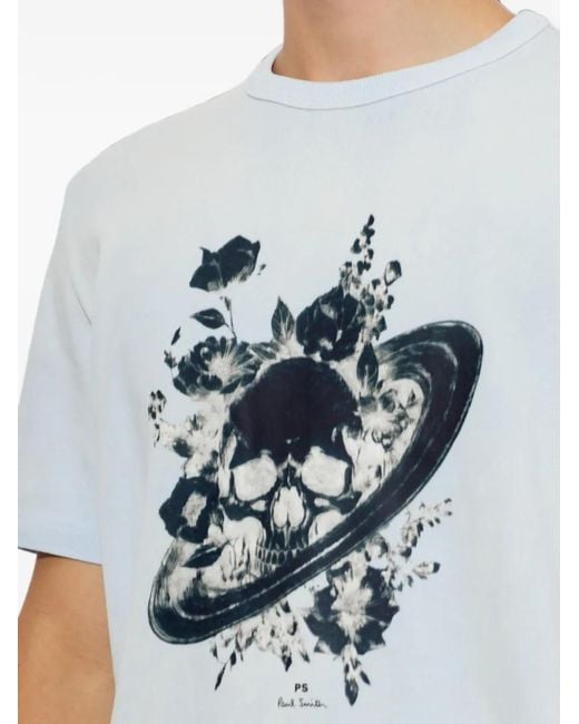 Paul Smith Gray Skull-Print T-Shirt for men