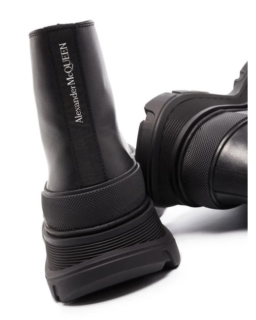 McQueen Black Chunky-Sole Ankle Boots