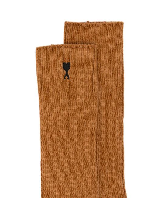 AMI Brown Ami De Coeur Ribbed Socks