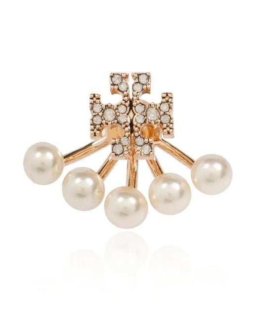 Tory Burch Metallic Moondance Pearl Front-Back Earrings