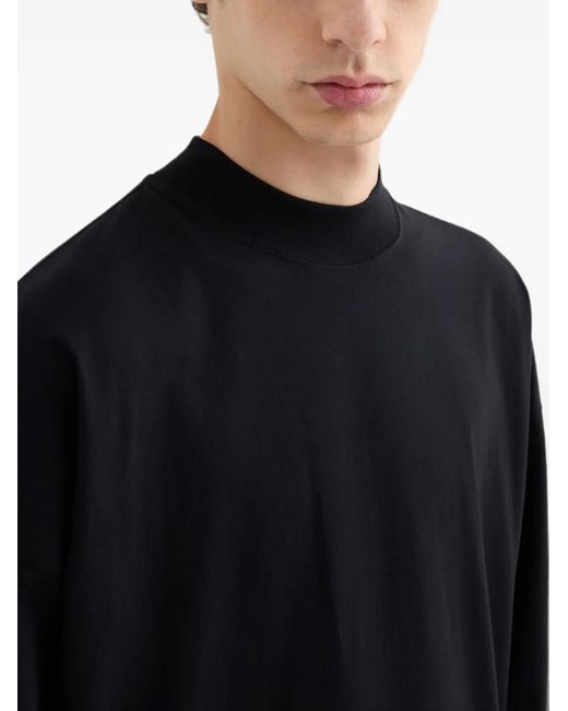 Jil Sander Black Cotton Mock-Neck T-Shirt for men