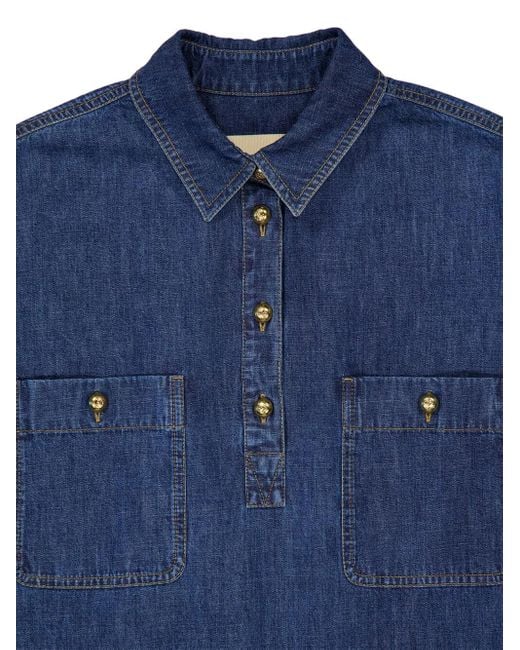 Valentino Garavani Blue Pocket-Detail Shirt Dress