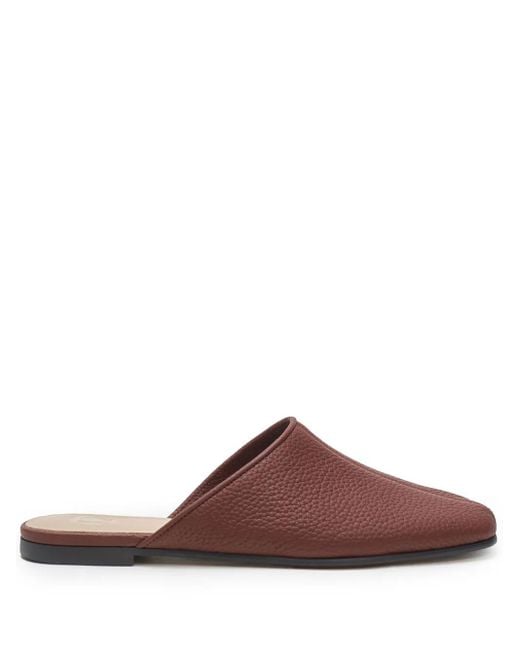 12 STOREEZ Brown Mules Mit Eckiger Kappe