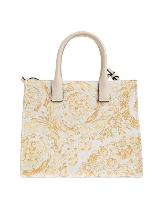 Versace Natural Small La Medusa Printed Canvas Tote Bag