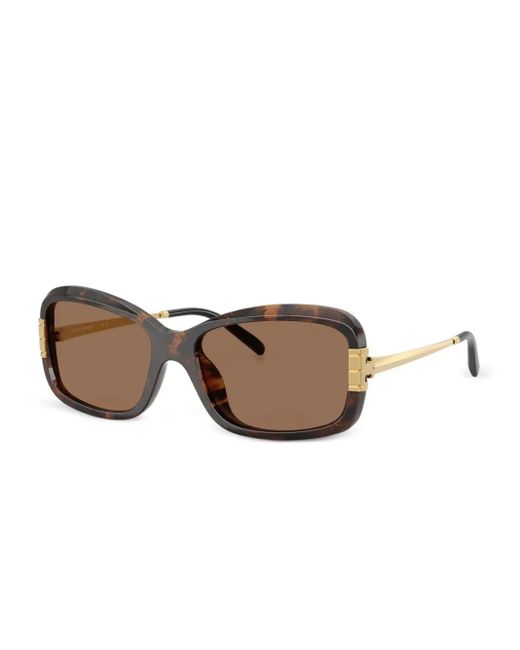Tory Burch Brown Tortoiseshell Rectangle Sunglasses