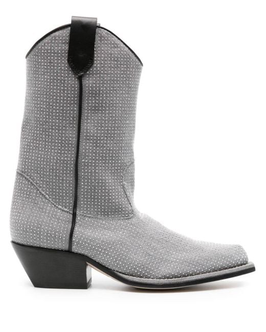 Vic Matié Gray Stud-embellished Ankle Boots
