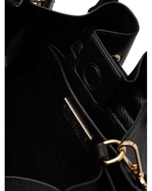 ERMANNO FIRENZE Black Logo-Plaque Pleated Tote Bag