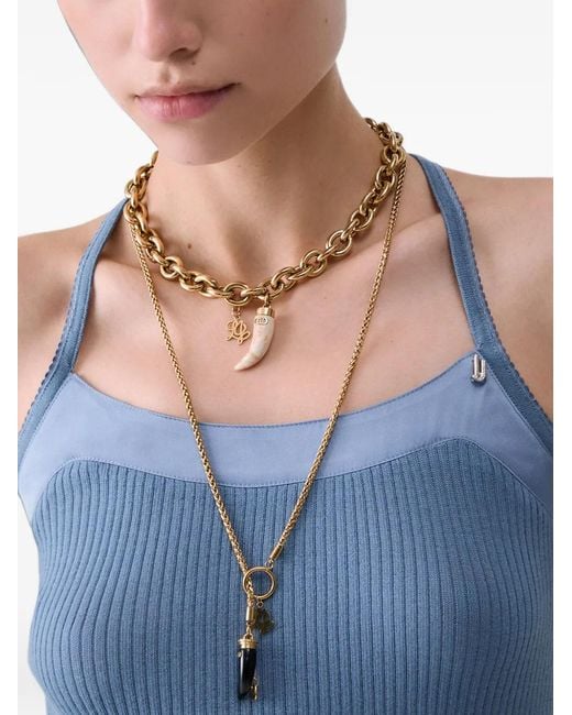 Liu Jo Blue Cross-Back Knit Top