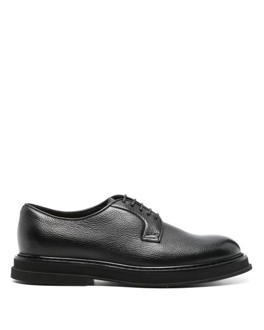 Doucal's Black Leather Derby Shoes for men