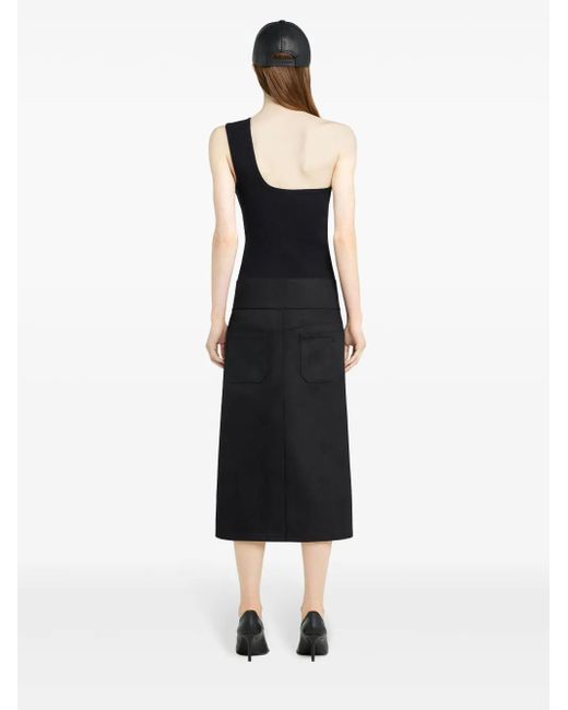 Jupe Mi-Longue À Taille Ceinturée Courreges en coloris Black