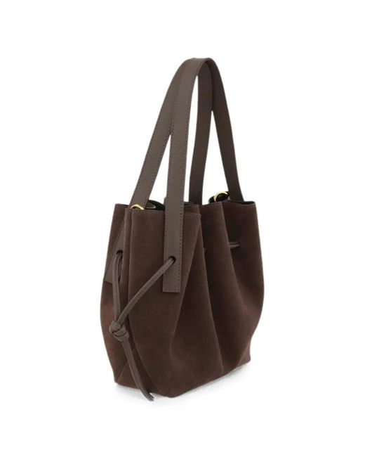 Yuzefi Brown Mini Scallop Suede Tote Bag