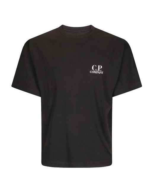 C P Company Logo-Print Short-Sleeve T-Shirt in het Black voor heren