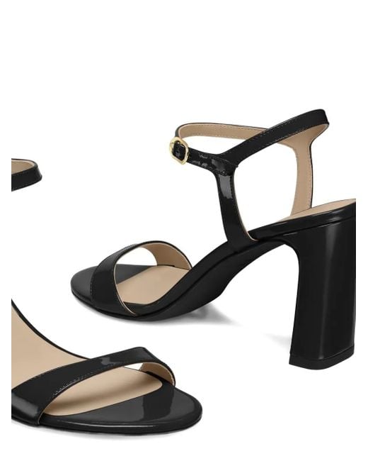 Stuart Weitzman Black Patent Leather Ankle-Strap Sandals