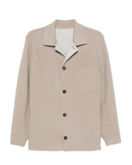 Chaqueta con bolsillo de parche y botones Eleventy de hombre de color Natural