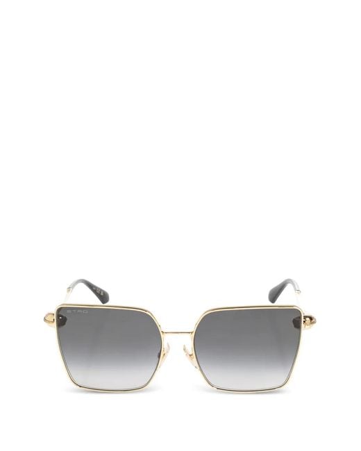 Etro Metallic Geometric-Frame Gradient-Lens Sunglasses
