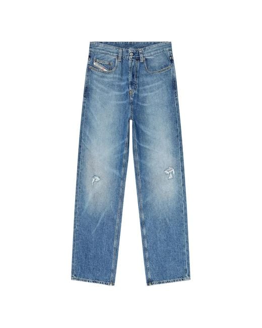 DIESEL Blue 2001 D-Macro Relaxed-Fit Distressed-Details Denim Jeans for men