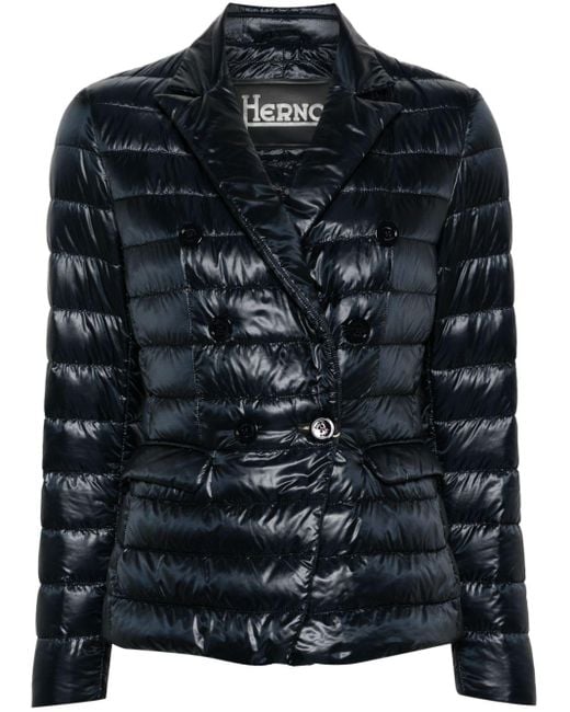 Herno Black Double-Breasted Puffer Jacket