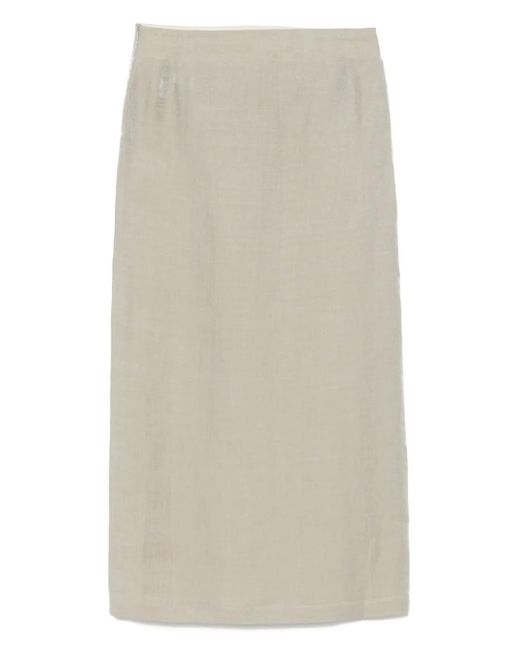 Alysi Natural Side-Slit Midi Skirt