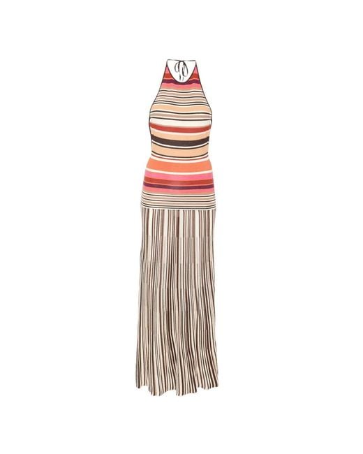 Faithfull The Brand White Maretta Striped Halterneck Dress