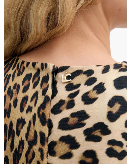 Lola Casademunt Natural Leopard-Print Gathered Midi Dress