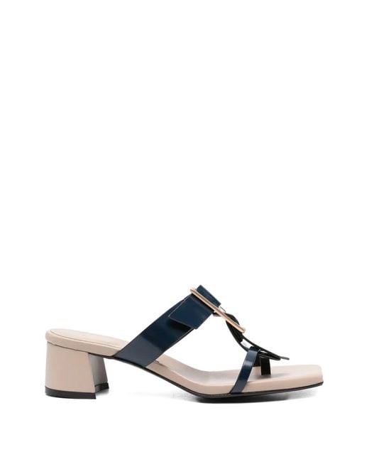 DONNARì Blue Sandales En Cuir À Boucles