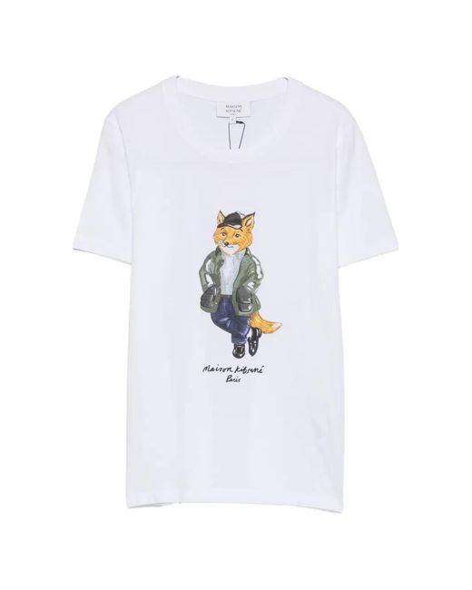 Maison Kitsuné White Weekend Fox Printed T-Shirt