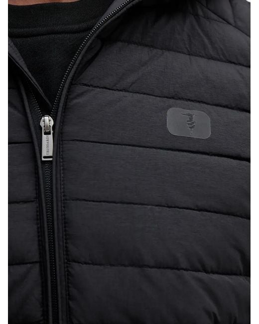 Trussardi Black Hooded Quilted Jacket for men