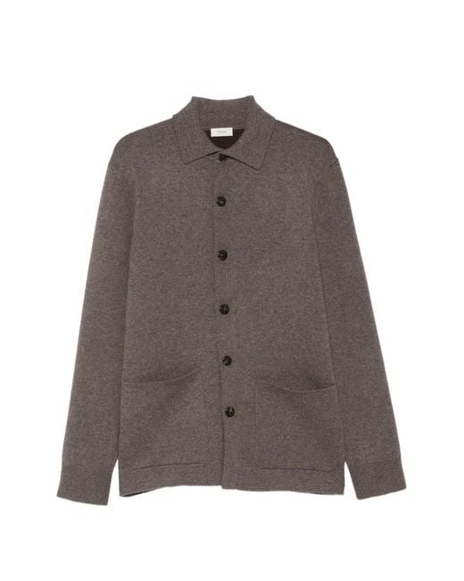 Agnona Brown Cardigan Boutonné À Col Polo for men