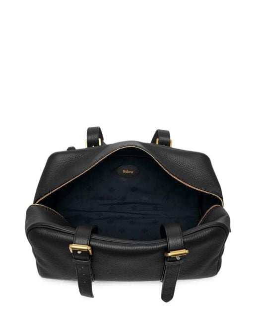 Mulberry Black Boston Buckle-Detail Grained Leather Tote Bag