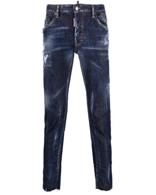 DSquared² Blue Distressed Slim-fit Jeans for men