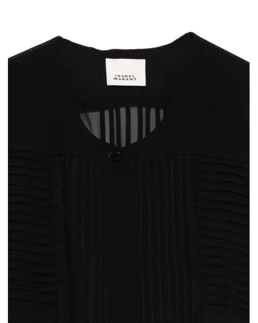 Isabel Marant Black Pleated-Panel Blouse
