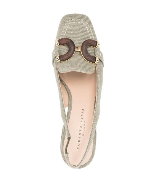 Roberto Festa Metallic Ibiza Denim Slingback Pumps