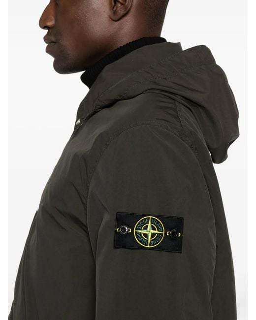 Stone Island Black Long Coat for men
