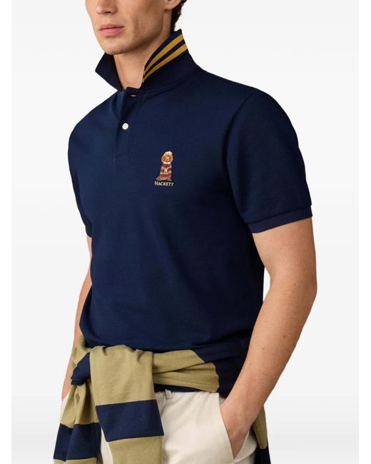 Polo Bordado Hackett de hombre de color Blue