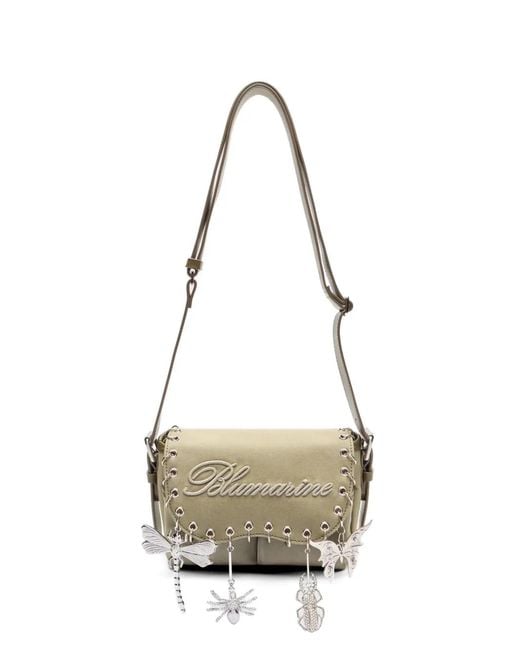 Blumarine White Embroidery Charm Shoulder Bag