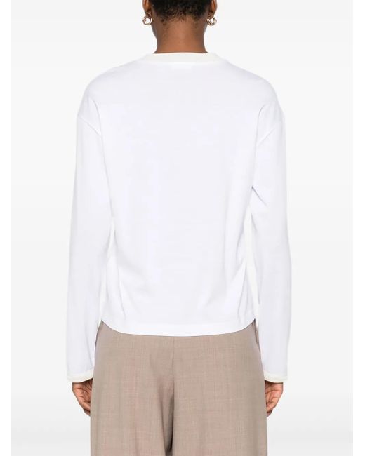 Fabiana Filippi White Embellished Long-Sleeve Sweater