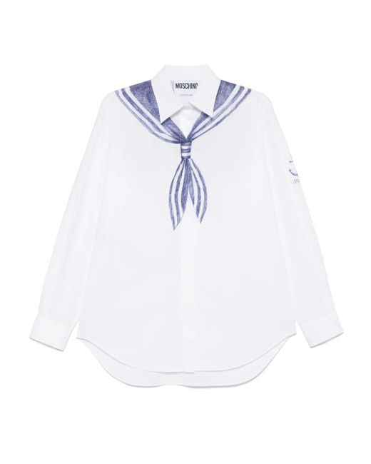 Moschino Blue Stretch Cotton Poplin Shirt