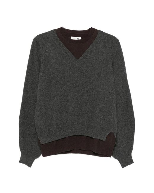 Manzoni 24 Black Layered V-Neck Sweater