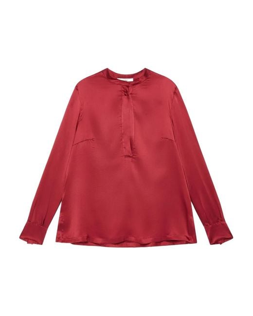 Maliparmi Red Button-Front Long-Sleeve Top