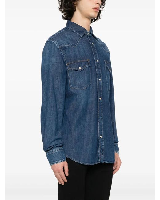 Jacob Cohen Blue Denim Shirts for men