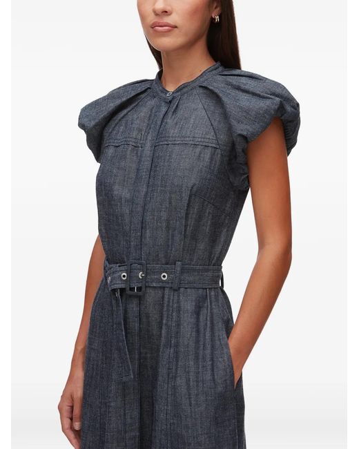 3.1 Phillip Lim Blue Puff-Sleeve Belted Dress