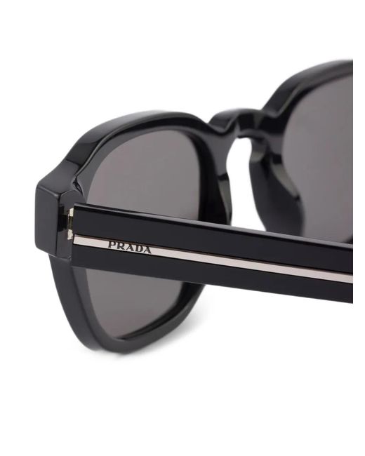 Prada Black Lunettes De Soleil Géométriques À Plaque Logo for men