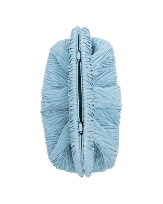 THEMOIRÈ Blue Medium Bios Pleated Clutch Bag