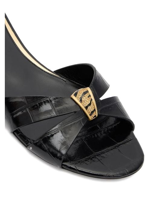Roberto Cavalli Black Cross-Strap Jewel-Embellished Flat Sandals